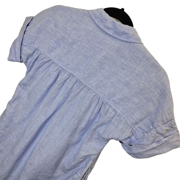 Baird McNutt J Crew Womens S Irish Linen Short Sleeve Mini Shirtdress Light Blue - Picture 8 of 16